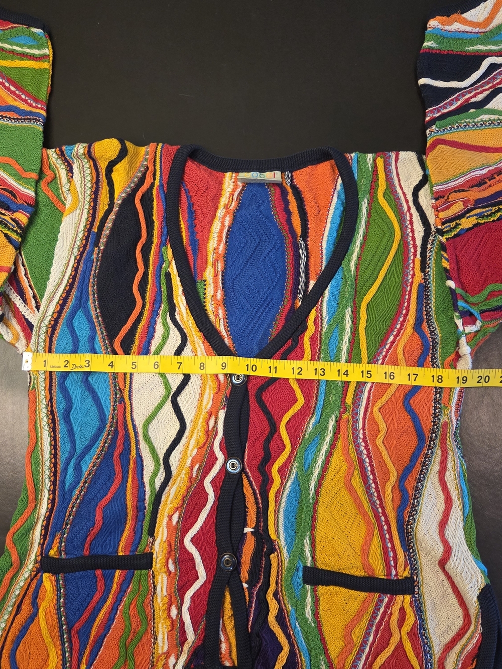 Vintage Coogi Australia Cardigan 100% Mercerised Cotton Multicolor Knit Size M - Picture 7 of 11